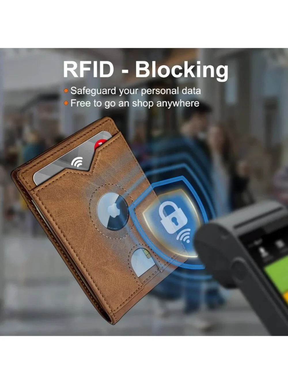 Slim Leather Bifold Wallet for Men, RFID Blocking, 2 ID Windows, 13 Card Slots